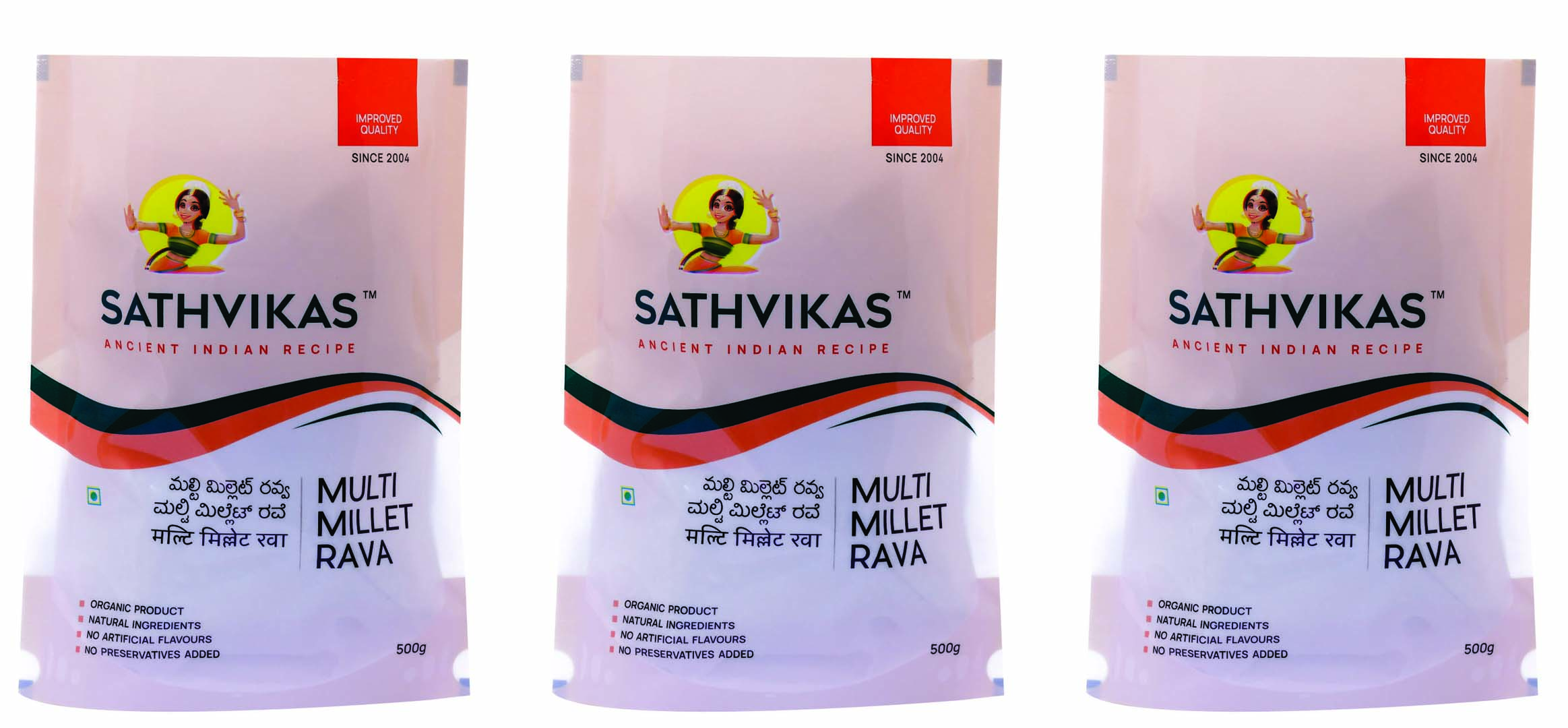 Sathvikas Multi Millets Rava (500 grams) Pack Of 3.